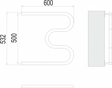 М-обр AISI 32х2 500х600 Полотенцесушитель  TERMINUS Смоленск - фото 3