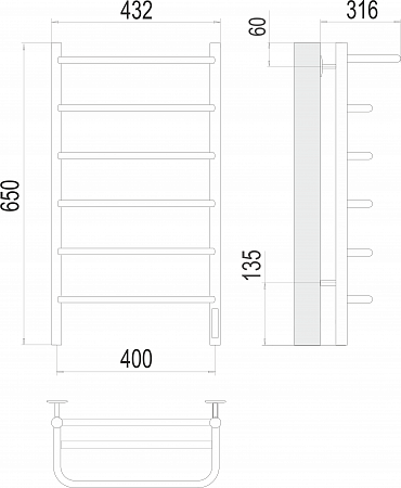 Полка П6 400х650 Электро (quick touch) Полотенцесушитель  TERMINUS Смоленск - фото 3