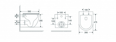 Подвесной унитаз безободковый Terminus Енисей Monolit 560х390 белый Смоленск - фото 8