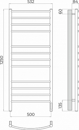 Классик П12 500х1250 Электро (quick touch) Полотенцесушитель TERMINUS Смоленск - фото 3