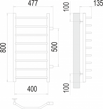 Виктория П8 400х800 бп500 Полотенцесушитель  TERMINUS Смоленск - фото 3