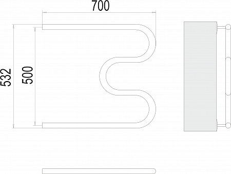 М-обр AISI 32х2 500х700 Полотенцесушитель  TERMINUS Смоленск - фото 3