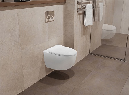 Подвесной унитаз безободковый Terminus Енисей Monolit 560х390 белый Смоленск - фото 1