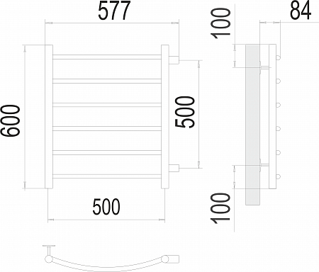 Классик П6 500х600 бп500 Полотенцесушитель  TERMINUS Смоленск - фото 3