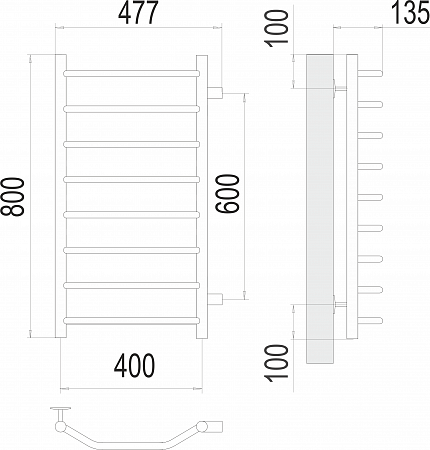 Виктория П8 400х800 бп600 Полотенцесушитель  TERMINUS Смоленск - фото 3