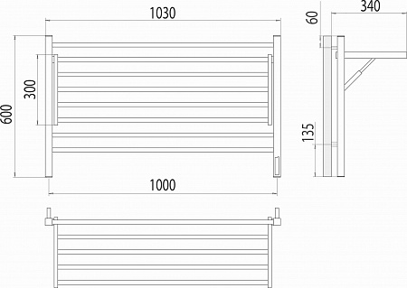 Горизонт П8 1000х600 электро КС ЧЕРНЫЙ МУАР (sensor quick touch) Полотенцесушитель TERMINUS Смоленск - фото 5